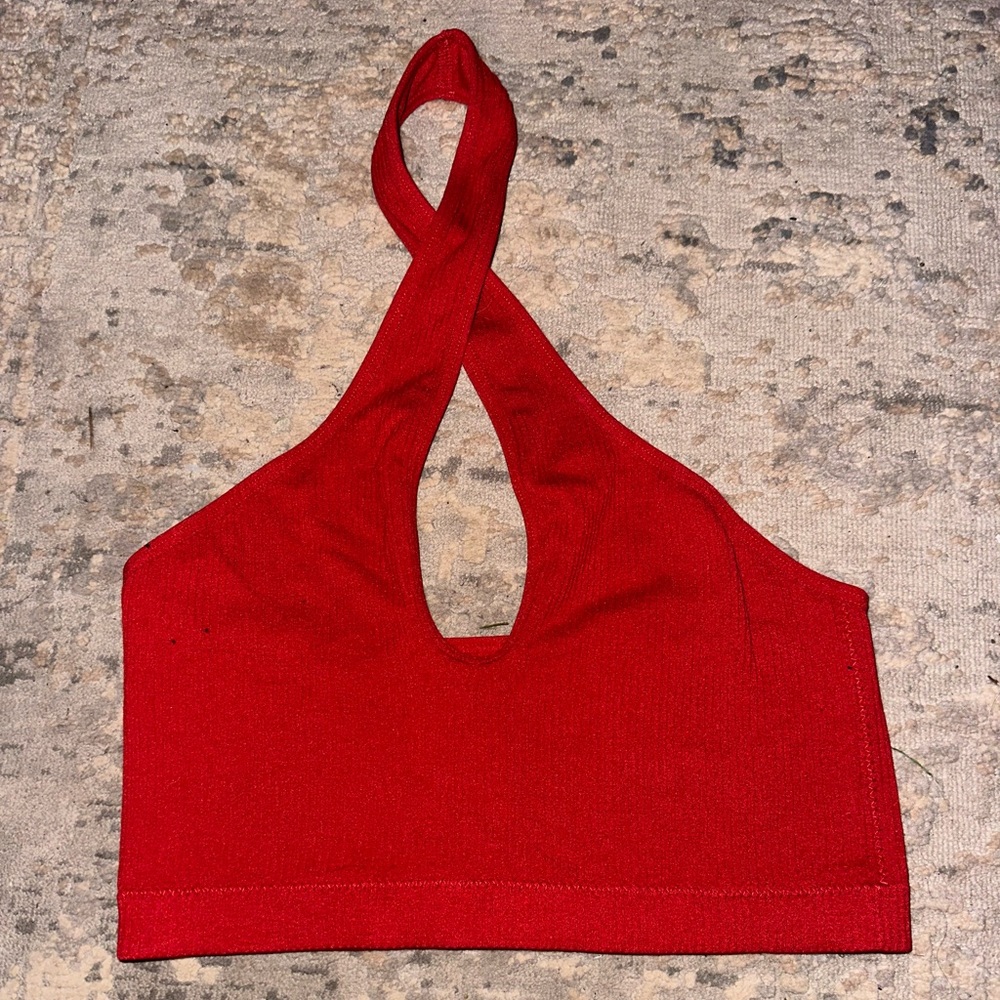 Garage Halter Twist Cropped Tank Top